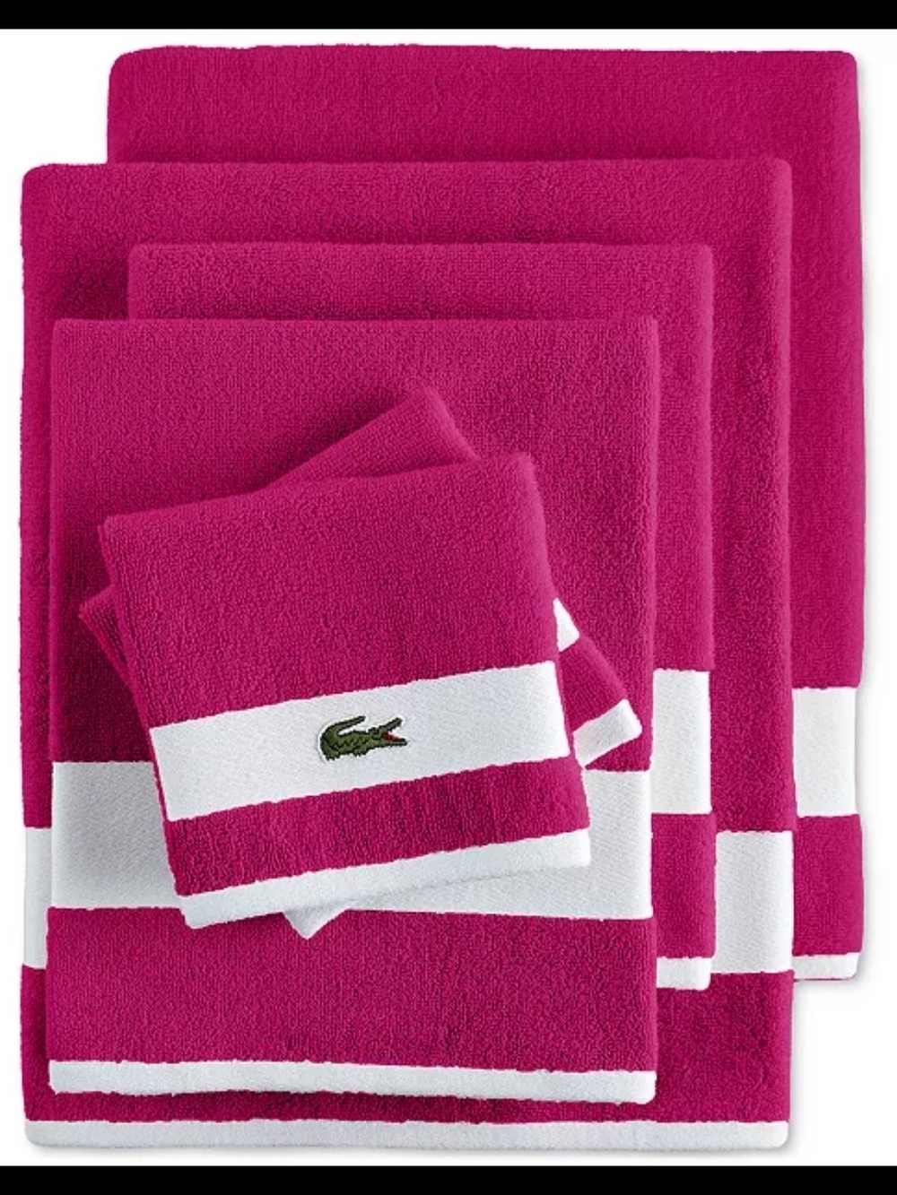 Lacoste Heritage Sport Stripe Logo Cotton 6-Pc. Bath Towel Set Pink